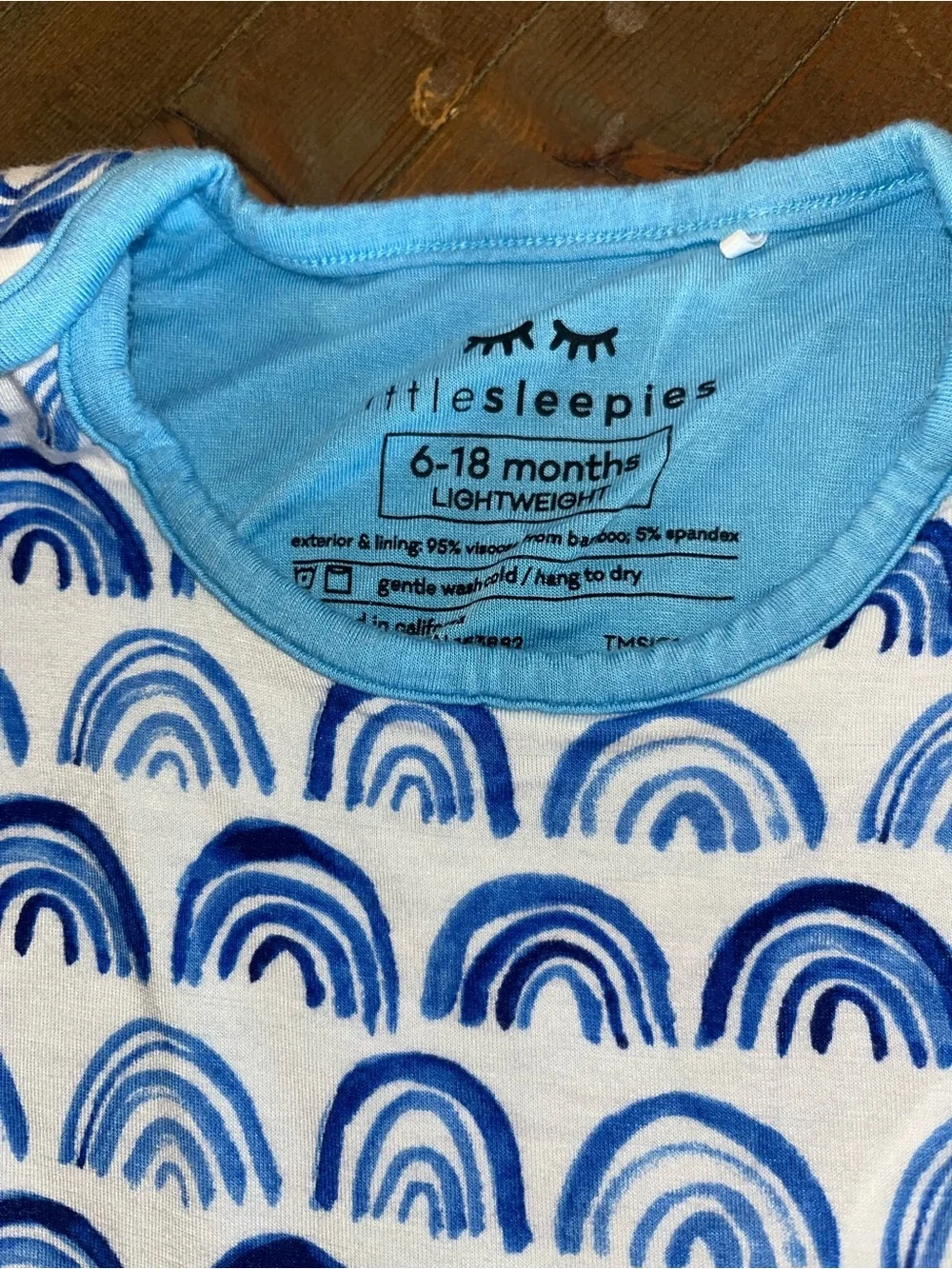 Little Sleepies Blue Rainbows bamboo viscose wearable blanket 6-18 months